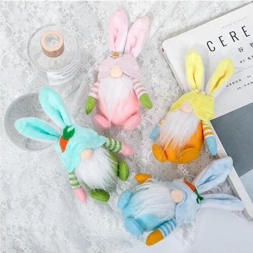 Cute Rabbit Home Desktop Ornament Gnome Faceless Doll Decoration Hang Plush Doll For Bedroom Living Room Easter Festival Mascot