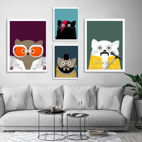 Cartoon Cute and Funny Animals Canvas Painting Wall Art Nordic Posters and Prints Wall Pictures for Living Kids Room Decoration