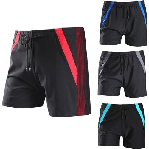 Mens Plus Size Quick Dry Swim Trunks Contrast Color Basic Loose Sports Board Shorts Stretch Drawstring Elastic Waist Swimwear