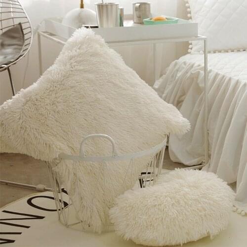 White Cream Soft Fur Pillow Cover Home Decor Plush Cushion Cover Flocked Pillow Case sofa cushions decorative Throw 43x43cm
