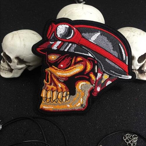 Skull patch Iron On Patch Embroidered Applique Sewing Label punk biker Patches Clothes Stickers Apparel Accessories Badge
