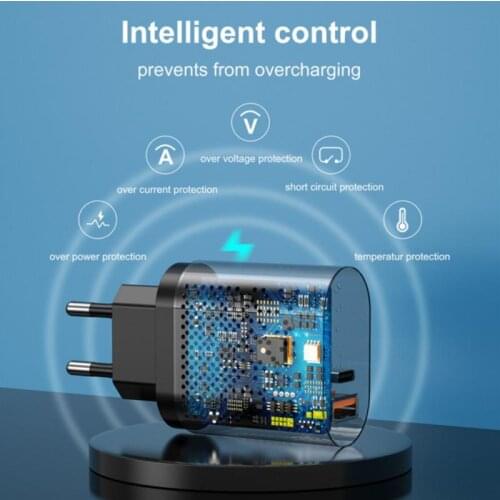 New QC3.0+PD20w Dual Port Fast Charging EU/UK/US Travel Mobile Phone Wall Charger For Iphone12 For Ipad For Xiaomi For Samsung