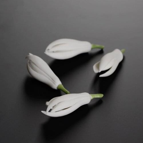 New Hand Pinch Ceramic White Magnolia Flower Creative Tea Pet Magnolia Flower Tea Ceremony & Tea Table Decoration Tea Play Gifts