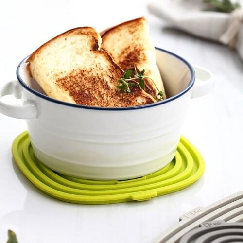 Family Dining Table Three-In-One Silicone Placemat Water Coaster Thickened Heat-Resistant Restaurant Dining Dish Mat