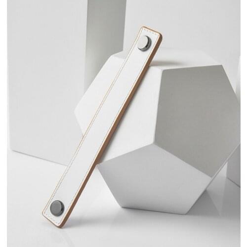 Orange ＆ white leather handles leather drawer knobs leather pulls leather furniture handles for kitchen cupboard