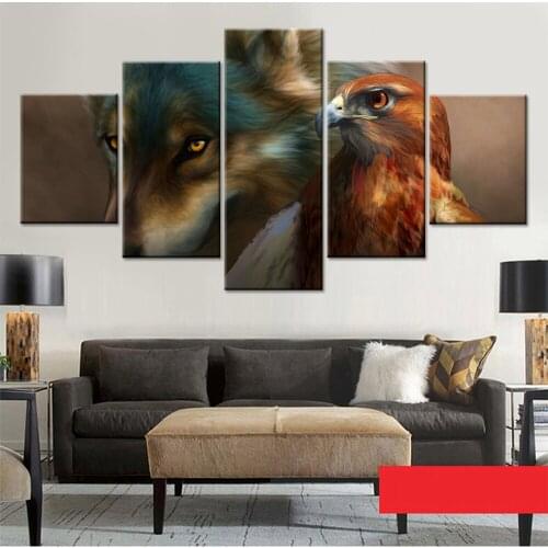 Hd Poster Canvas Living Room Wall Home Decorative Modular Animal Wolf And Eagle Modern Painting Framework Picture Art Printing