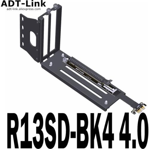 90 Degree Right Angle PCIe 4.0 x1 to x16 PCI Express 1x Riser Card Extender Ribbon Cable Graphics Card Vertical Bracket