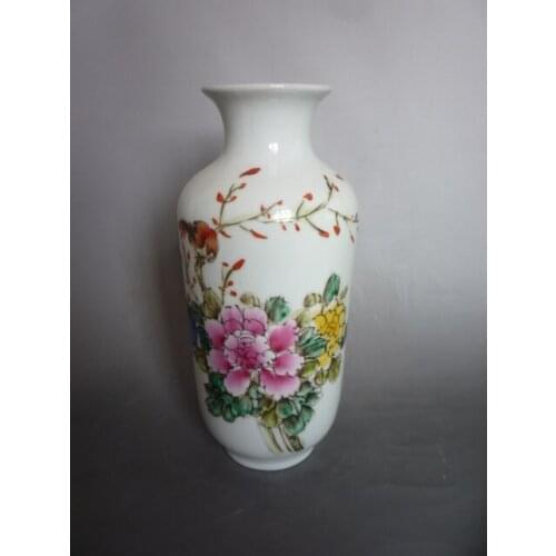 Rare Collection Qianlong (1711-1799) famille rose porcelain bird pattern vase, best collection& adornment, Free shipping