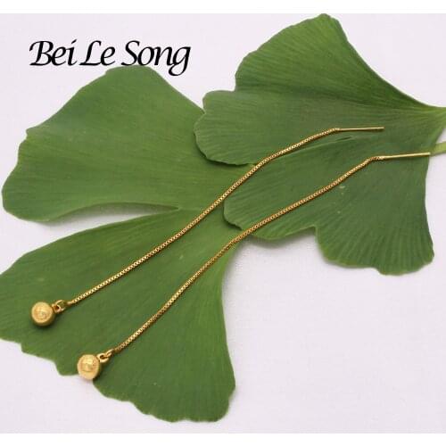 Luxury 24K gold plated filled stud earings earrings fashion ear rings Ball ear line jewelry drop earing piercing for girls women