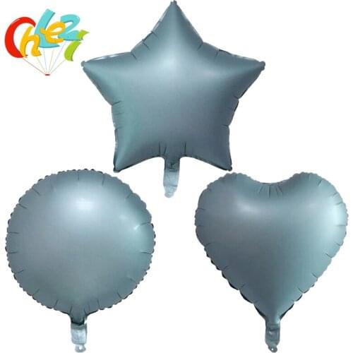 50pcs New arrival 18 inch Gray Foil Balloons Heart Star Round Macarons Balloon Anniversary Wedding Birthday party decor Ballon
