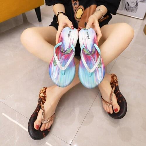 Print Flip Flops Women Summer New High-quality Beach Female Sandals Non-slip Casual Flat Slippers Polka-dot Slides Women TX447
