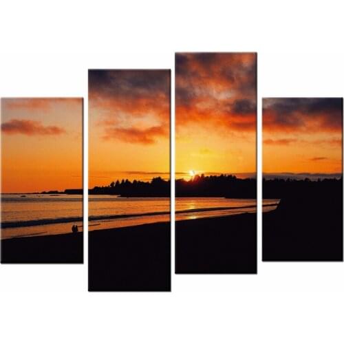 Modern Painting Canvas Sunset Scenery Spray Canvas Print Artwork-Beach Landscape Canvas Art Wall Picture for Office Decoration