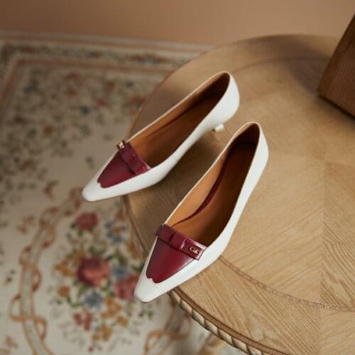 Osunlina Wine Red Pumps Woman Comfortable Low Heels Square Toe Slip On Genuine Leather Fashion Mixed Colors Slip On Shoes Lady