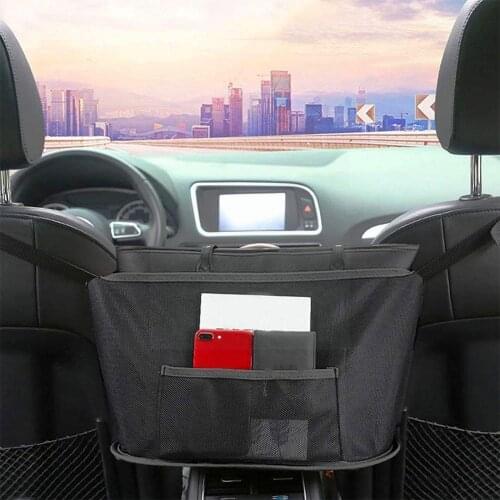 Large Capacity Car Seat Net Pocket Handbag Purse Holder Mesh Back Pouch Between Seats Storage Bag Organizer B7L3