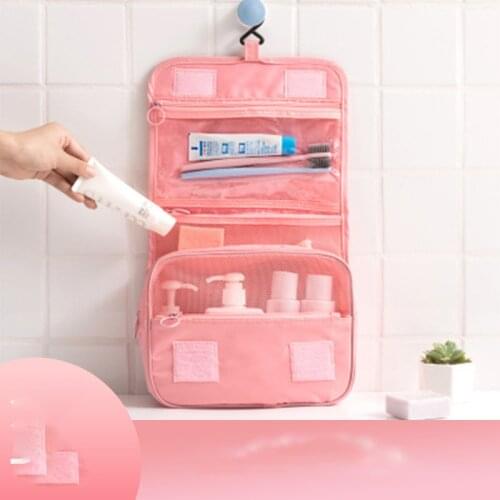 Waterproof padded travel cosmetic bag, large capacity wash bag, foldable hook portable storage bag