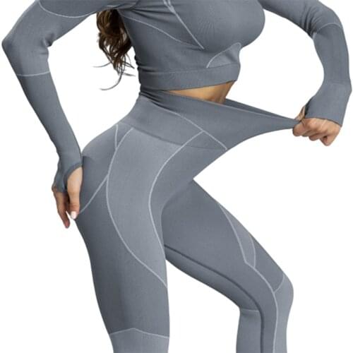 Gym Wear Women Yoga Set Seamless Patchwork Crop Tops Shirts And High Waist Push Up To Hips Leggings Fitness Clothing For Women