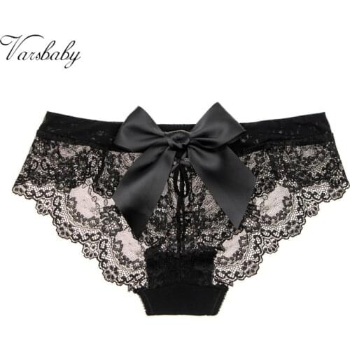 Varsbaby super big bow lace briefs ladies panties wine red cream white black underwear 3 PCS /LOT