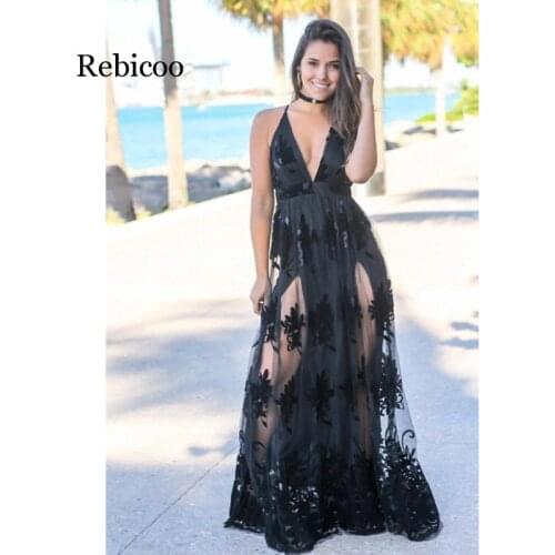 Rebicoo dress Womens Evening Party summer solid elegant dress Formal Chiffon Sleeveless Prom Long dress