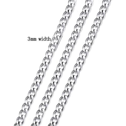100% Stainless Steel NK Chain Meter For Jewelry Making 3mm Metal Curb NK Chain Bulk Acero Inoxidable Cadenas Por Metros 1m