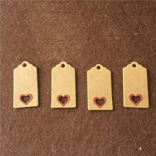 100Pcs/Lot 4x2cm DIY Collection Kraft Paper Hang Tags Blank Party Birthday Wedding Garments Listing With Heart Shape Hollow Tags