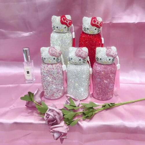 200ml Bling Water Bottle Free Shipping Items Helloo Kitty Adult Kawaii Cups All Rhinestones Product Stainless Steel Cute Bottle