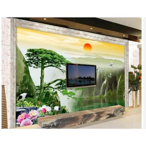 Custom 3d photo wall paper crane Welcome Song landscape wallpaper 3d mural for living room