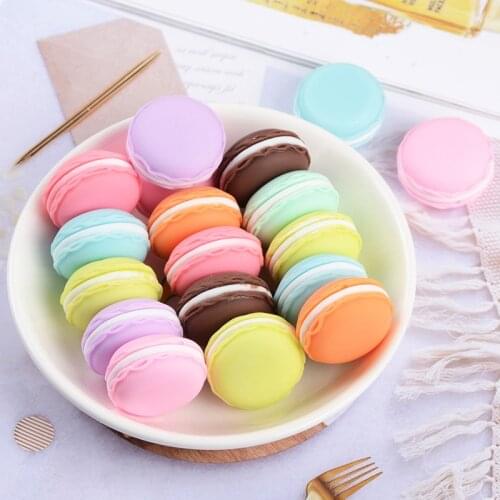 5PCS 1/6 Scale Cute Miniature Dollhouse Macaron Cake Pretend Play Food for Doll Kitchen Decor Accessories