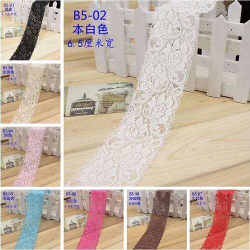 6.5cm Soft Elastic Lace Ribbon Tape DIY Handmade Apparel Sewing & Fabric Material Crafts Supplies White Black Blue Lace Trimming