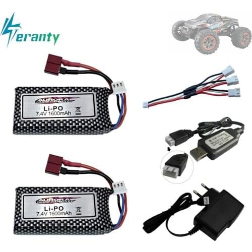 7.4v Original Battery + Charger + USB For 9125 Remote Control Rc Car Spare Parts 7.4v 1600mah Lipo Battery XLH 9125 battery