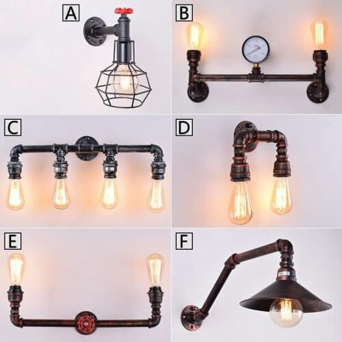 LOFT American wall lamp retro water pipe wall lamp creative bedside lamp corridor aisle lamp wall lamp E27