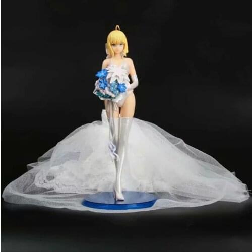 26cm Fate/Stay Night Anime Figure SABER 10th Royal Wedding Dress Ver. Action Figure Saber Bikini Sexy Anime Figurine Model Toys