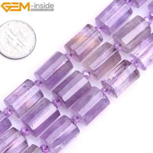 Gem-inside Tube Cylinder Columnar Column Rose Quartzs Column Faceted Beads For Jewelry Making 10x14mm 15inches DIY Jewellery