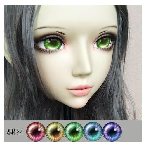 GL067) Sweet Girl Resin Half Head BJD Kigurumi Mask With Eyes Cosplay Anime Role Lolita Mask Crossdress Doll