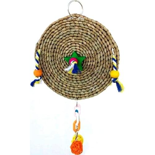 Pokeman Bird Toy for Parrots African Grey Cockatiel Cockatiel Cage Hanging Chewing Toys Seagrass Woven with Rattan Ball