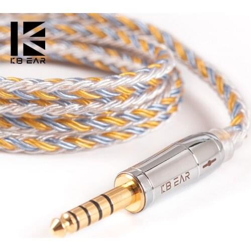 KBEAR 16 core Silver plated cable With 2.5/3.5/4.4 Earphone Cable For KB06 C10 ZS10 TRN V90 BA5 BLON bl03 CCA C12 KZ ZSX QDC