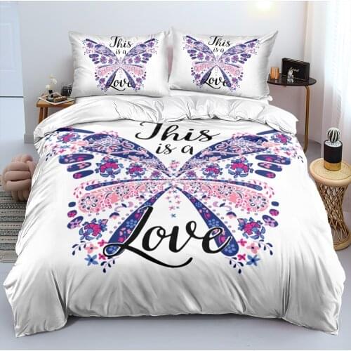 3D Fancy Butterfly Pattern Bed Linens Bedding Sets Comforter/Quilt/Duvet Cover Pillocases 140x200 King Queen Twin Bedspreads