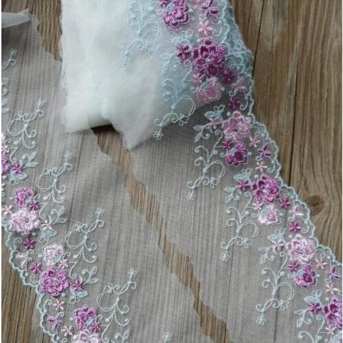 2 Yards PurpleMesh Fabric Lace Venise Lace Trim Embroidery Embellishment Sewing Crafts Free Shipping 10cm Width