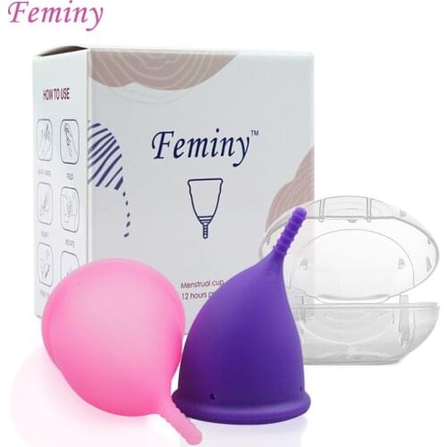 Feminy Reusable Menstrual Cup Feminine Hygiene Recyclable Menstruation Leak-proof Flexible Collector Medical Silicone Cup