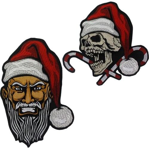 Punk Patch DIY Iron on for Clothes Bag Embroidered Applique Skull Stickers Badge Accessories 2pieces P2298