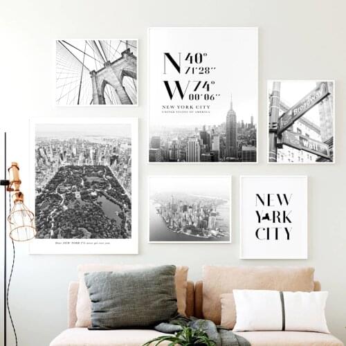 Wall Art Canvas Painting New York City Bridge Black White Photo Nordic Posters And Prints Wall Pictures For Living Room Decor