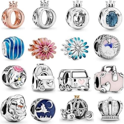 New Fashion Charm Original Pumpkin Car Flower Backpack Baby Elephant Beads Suitable for Original Pandora Ladies Bracelet Jewelry