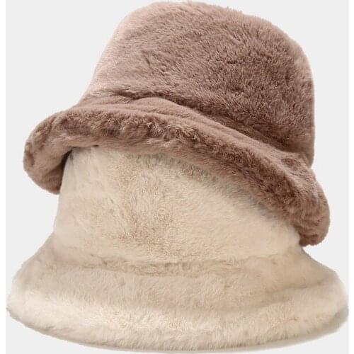 Bucket Hat Women Panama Fluffy Autumn Winter Warm Casual Holiday Outdoor Accessory For Young Lady