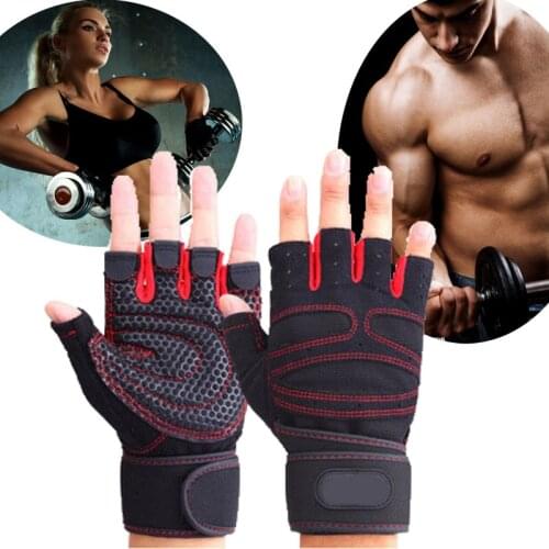 JIAZHOUHU Fitness Gloves Fingerless Breathable Weightlifting Mittens Half Finger Men Women Dumbbell Weight Lifting Gym Gloves
