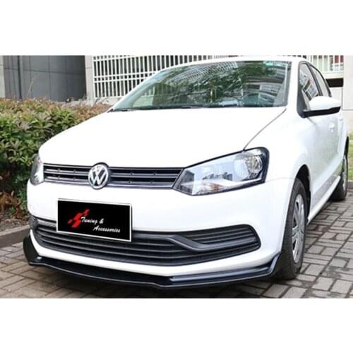 VW Polo Black Front Lip 3 Piece (2009-2017) Black Front Skirt