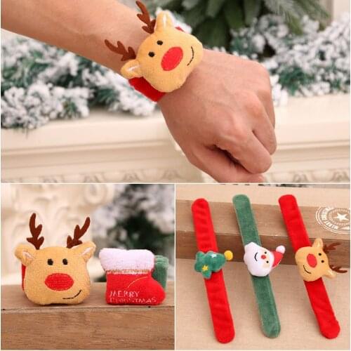 Christmas Children Gift Patting Circle Bracelet Watch Santa Claus Snowman Deer New Year Party Xmas Toy Wrist Decoration