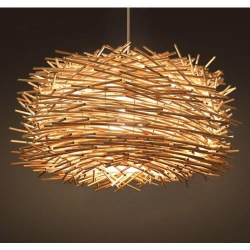 Modern birds nest hand woven rattan pendant light garden restaurant balcony bedroom aisle lighting