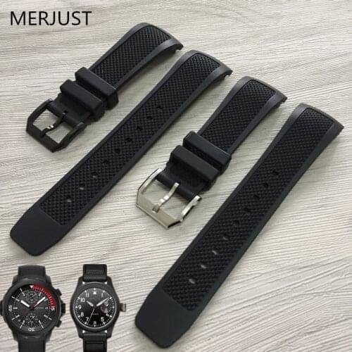 MERJUST 22mm Waterproof Diving Silicone Rubber Watchband Strap for PORTUGIESER YACHT CLUB CHRONOGRAPH IW390502 IW390209