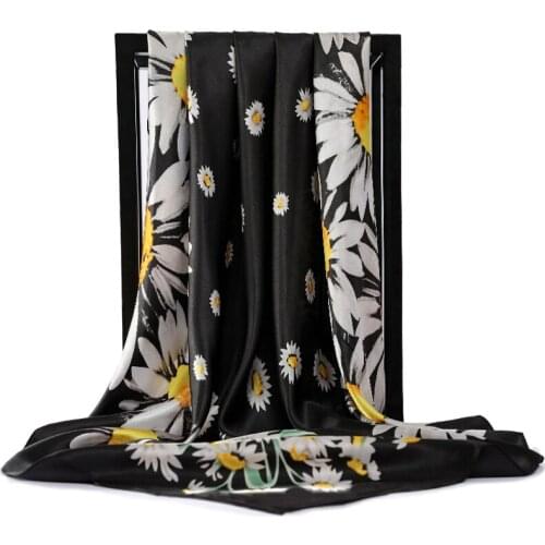 Luxury brand Women Large Square Silk Scarf Printed,90*90cm Fashion Spring And Autumn Grey And Purple Polyester Silk Scarf Shawl