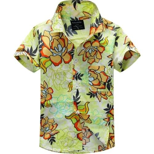 Cotton 100% floral shirt hawaiian shirt aloha shirt for boy T1524