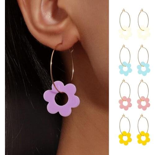 Y2K Flower Earrings Fashion Simple Creative Earrings Women Acrylic Cute Floral Design Exquisite Hoop Female